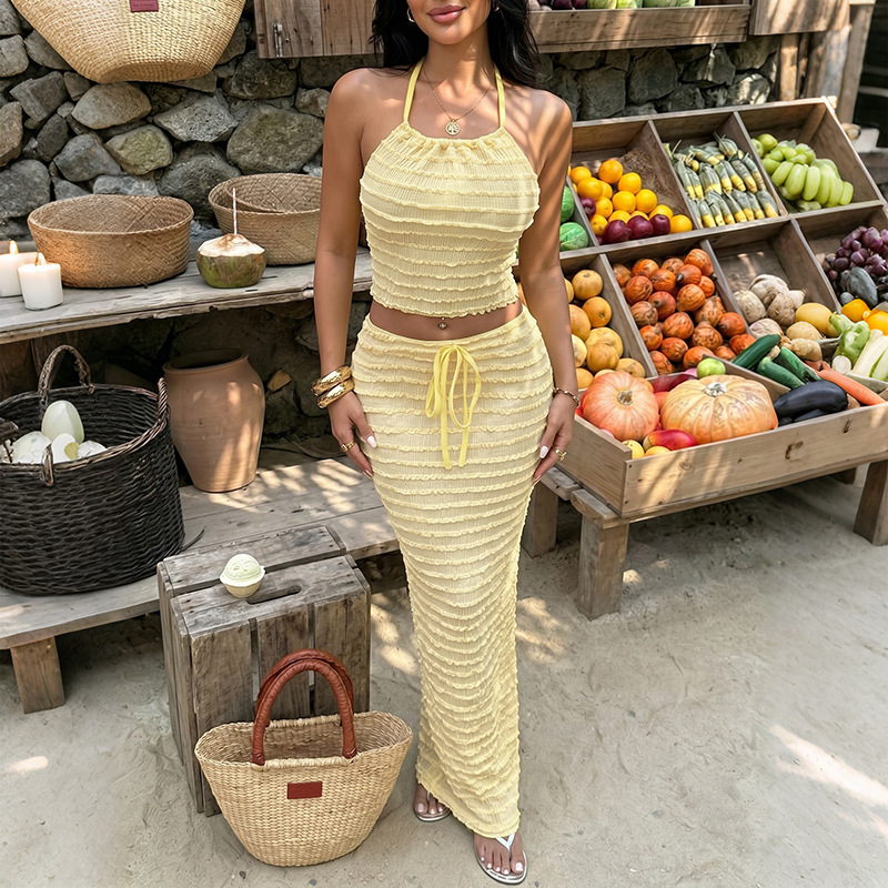 Sexy Elegant Dress Two Piece S - Maxi Dress Halter 评论和价格