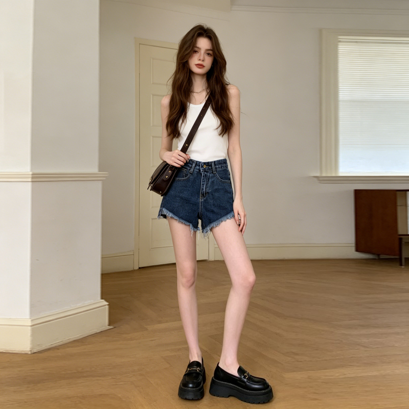 Denim Shorts Women Jeans Vinta - Shorts Denim Frayed 评论和价格