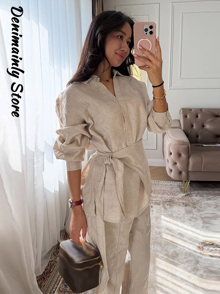 Casual Women's Linen Pants Set - Linen Pant Wide 评论和价格