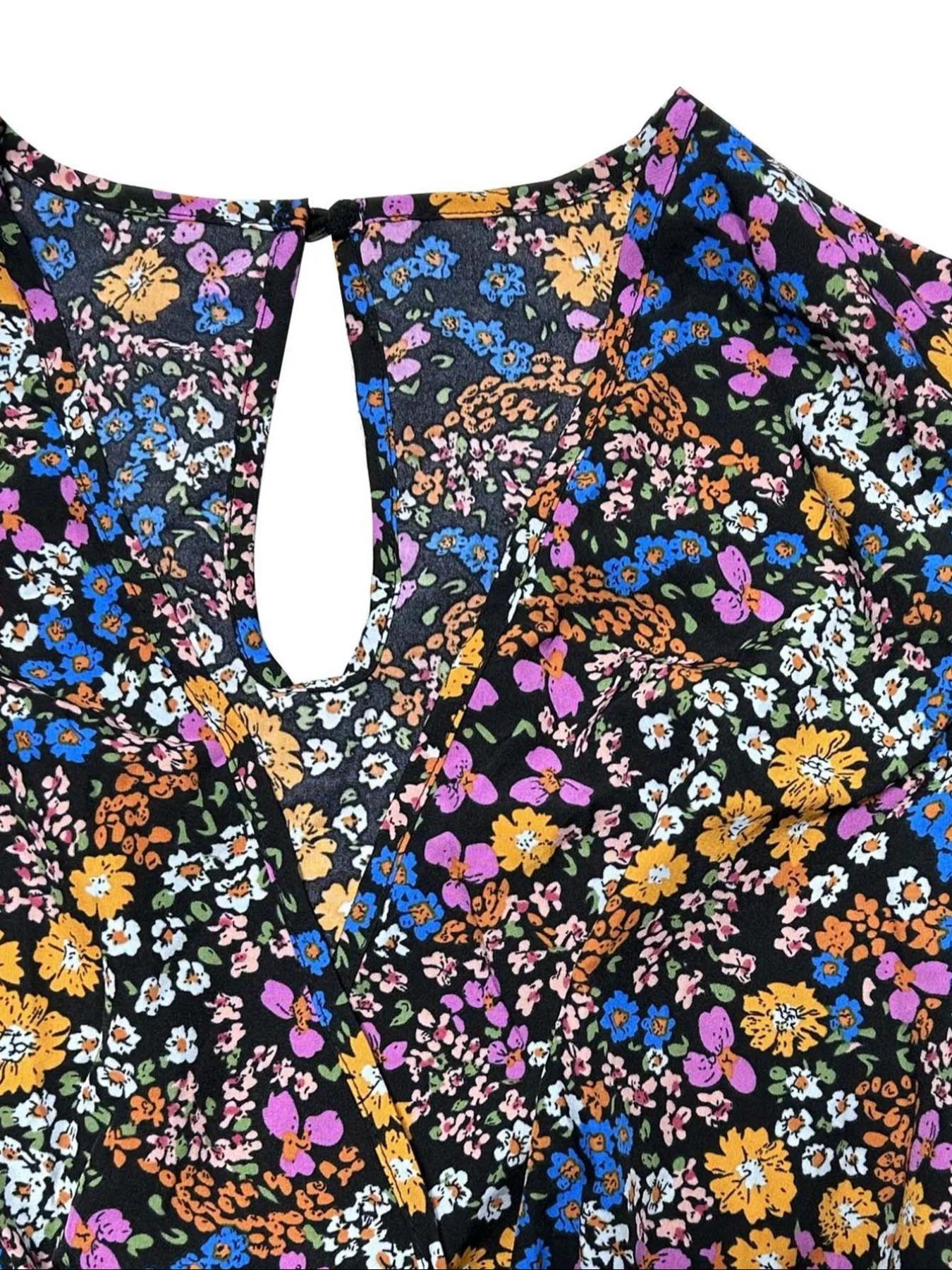 【Plus Size】 Floral Print Tie S - Romper Floral Print 评论和价格