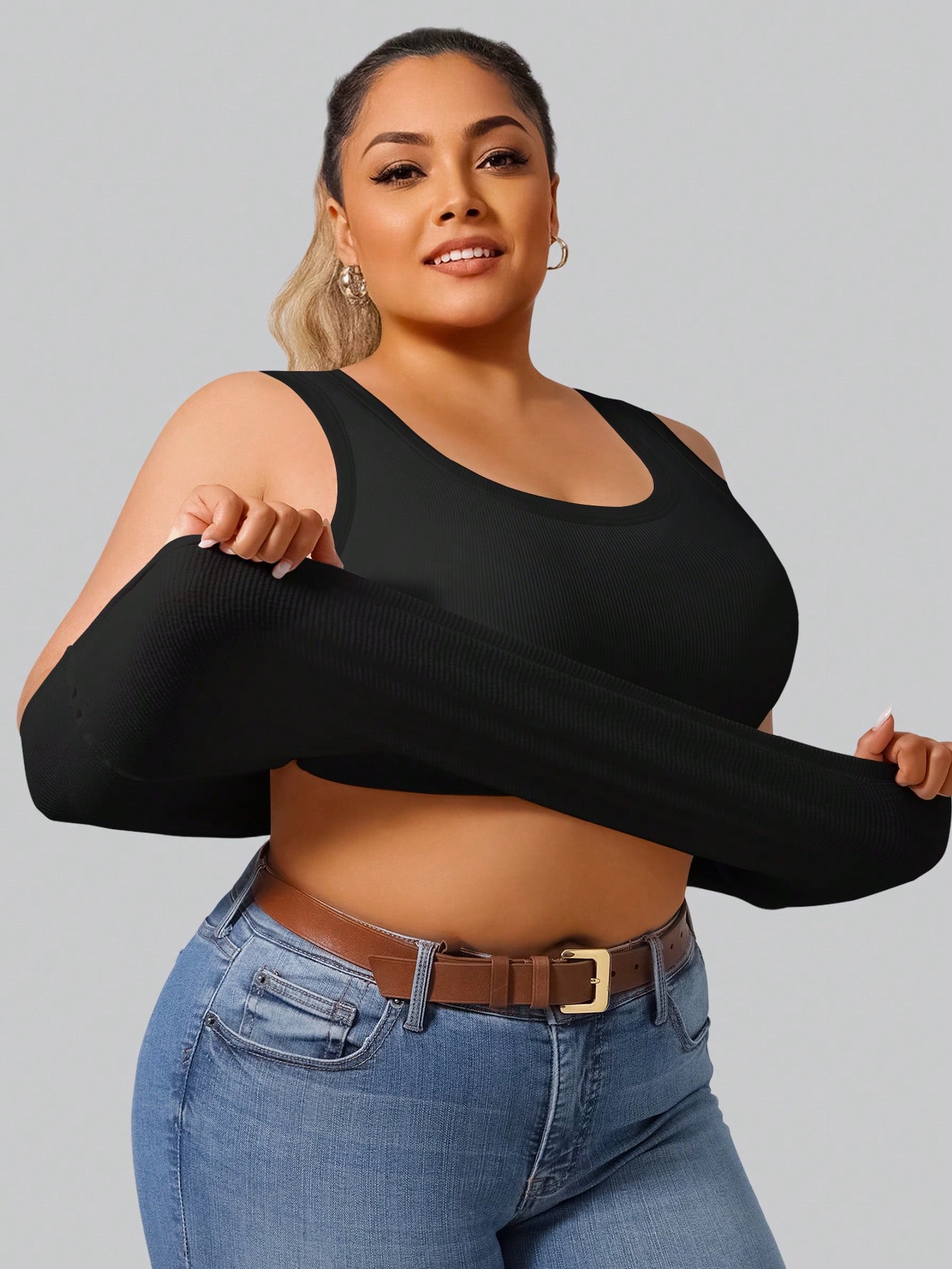 Plus Size Women's High Stretch - Crop Top Crochet 评论和价格