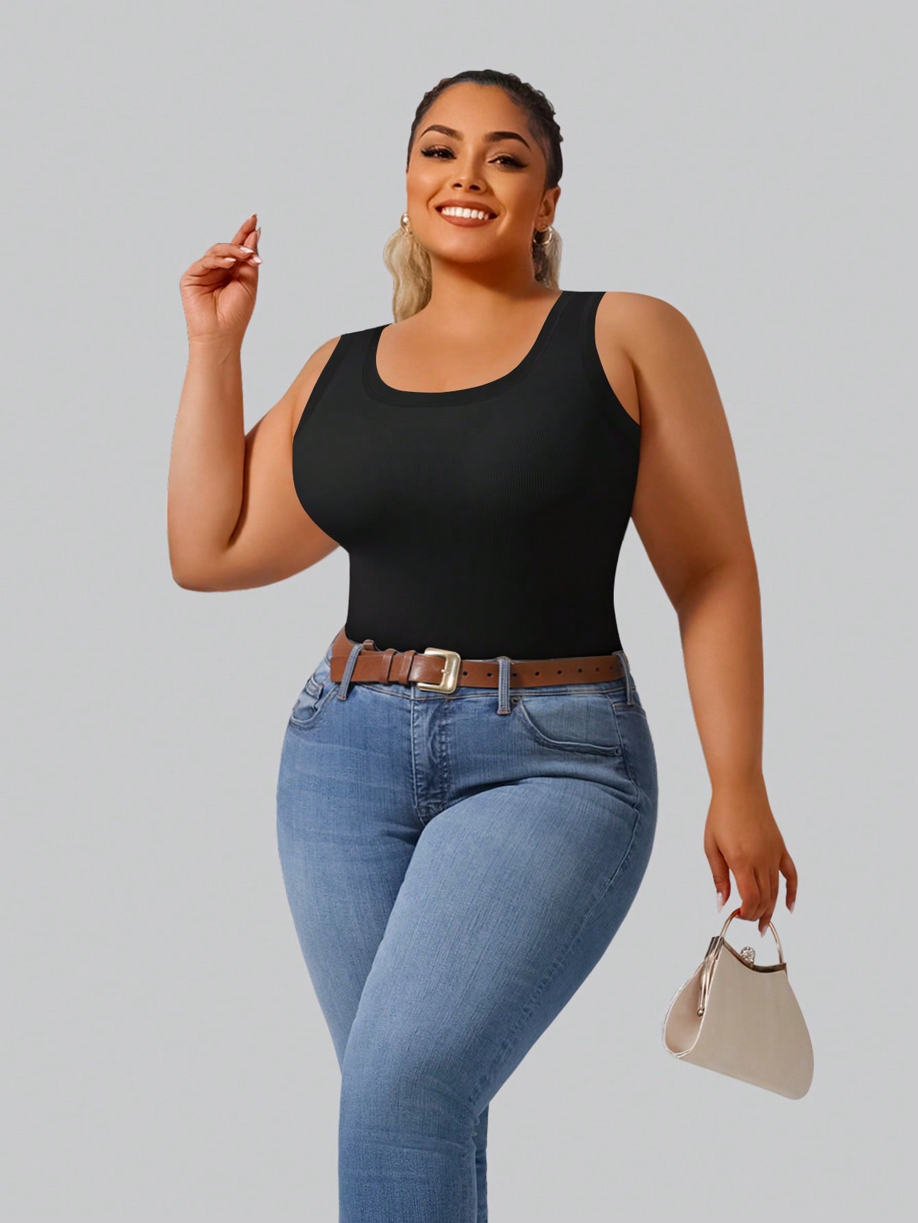 Plus Size Women's High Stretch - Crop Top Crochet 评论和价格