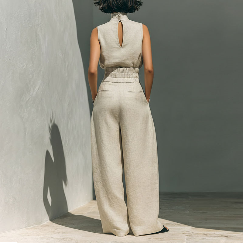 Vintage Solid Cotton Linen Sui - Linen Pant Wide 评论和价格