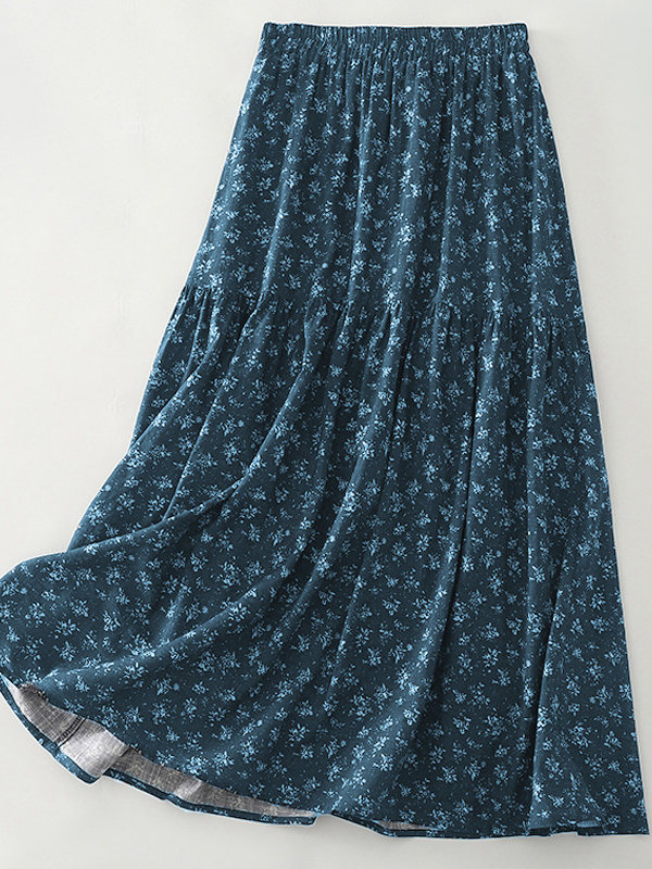 High Waist Floral Print Midi S - Midi Skirt Floral 评论和价格