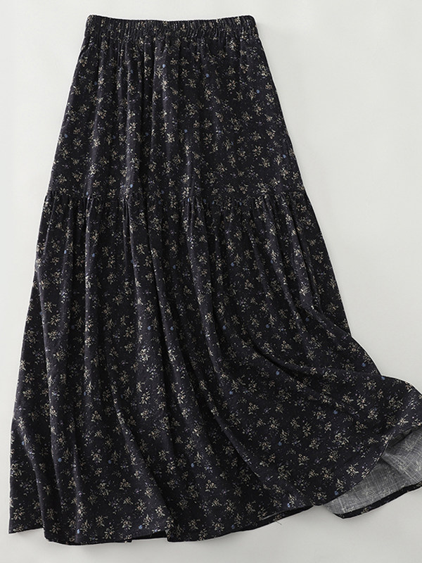 High Waist Floral Print Midi S - Midi Skirt Floral 评论和价格