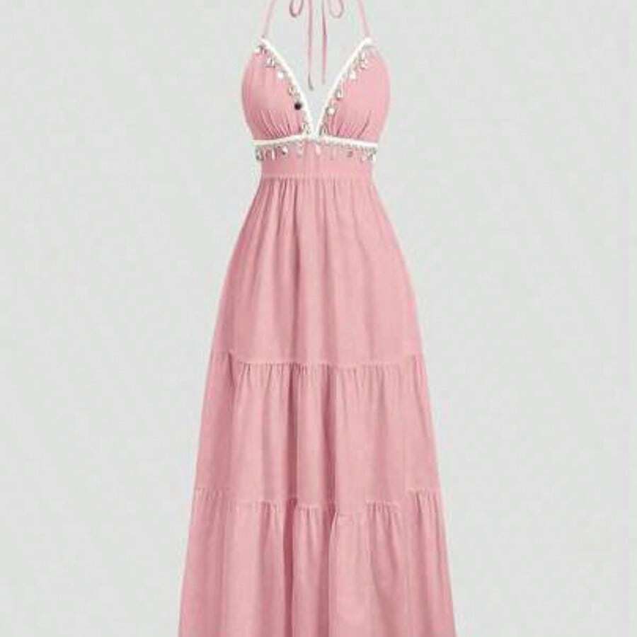 Womens Halter Neck Tiered Maxi - Maxi Dress Halter 评论和价格