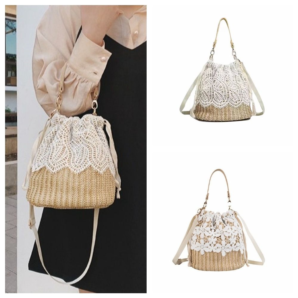 Casual Lace Straw Shoulder Bag - Tote Bag Beach 评论和价格