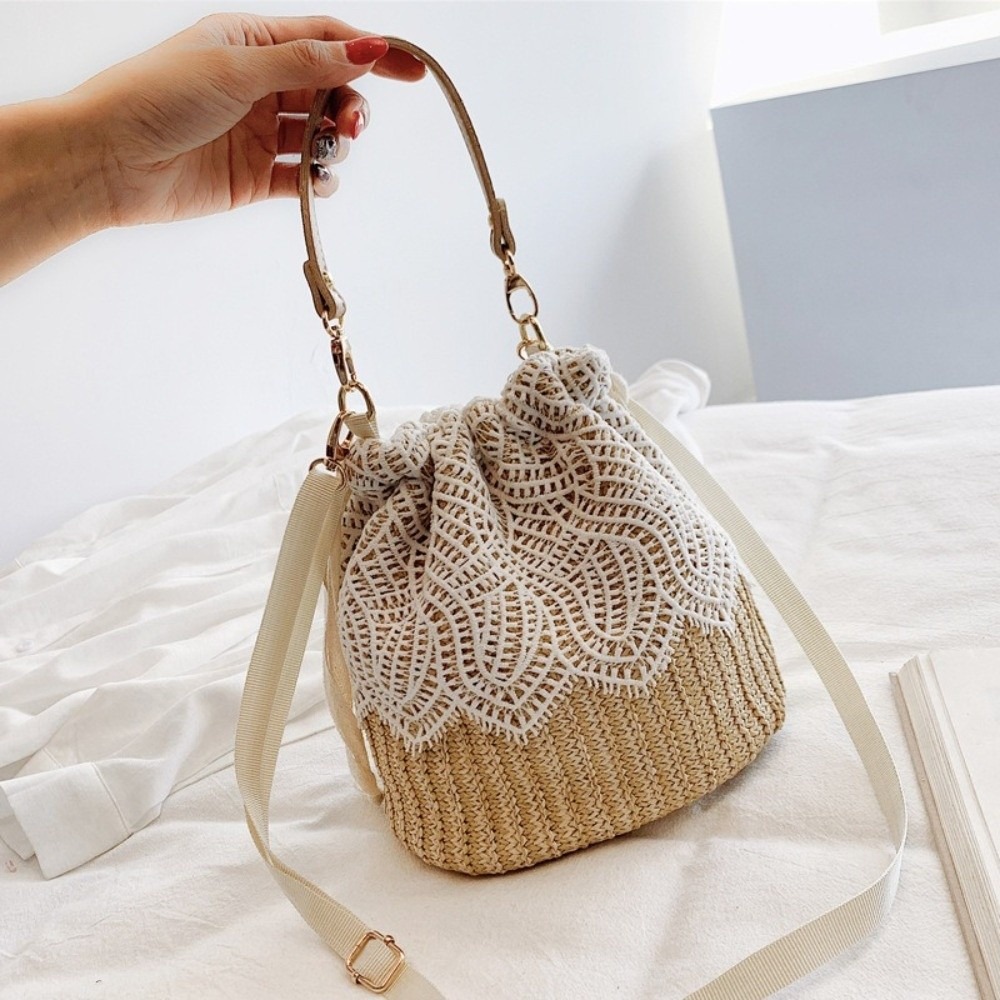 Casual Lace Straw Shoulder Bag - Tote Bag Beach 评论和价格
